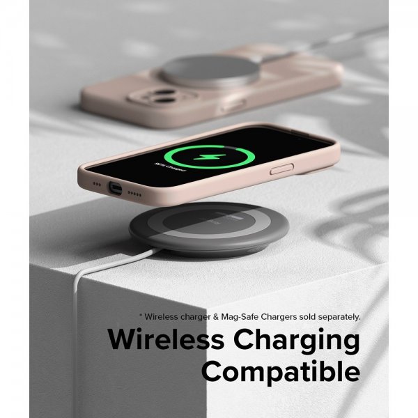 Ringke iPhone 15 Plus Deksel Silicone Magnetic Pink Sand