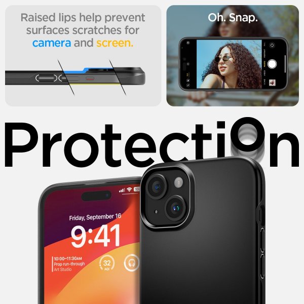 Spigen iPhone 15 Plus Deksel Thin Fit Svart