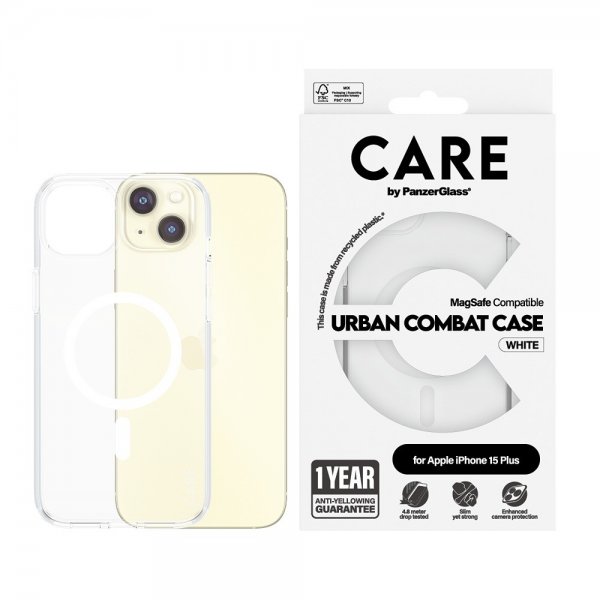 CARE by PanzerGlass iPhone 15 Plus Deksel Urban Combat MagSafe Hvit