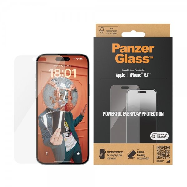PanzerGlass iPhone 15 Plus Skjermbeskytter Classic Fit