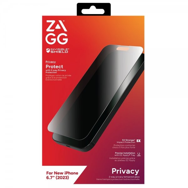 Zagg InvisibleShield iPhone 15 Plus Skjermbeskytter Glass Elite Privacy