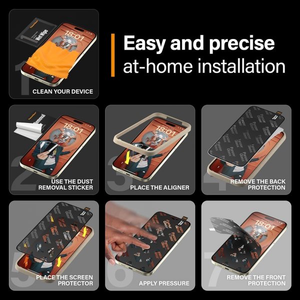 PanzerGlass iPhone 15 Plus Skjermbeskytter Ultra-Wide Fit EasyAligner