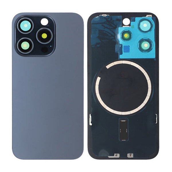 iPhone 15 Pro bakglass med Magsafe-magnet - blå