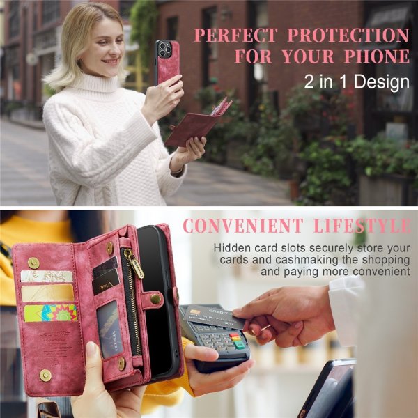 CaseMe iPhone 15 Pro Etui 008 Series Avtakbart Deksel Rød