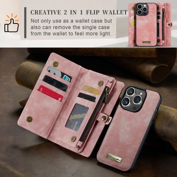 CaseMe iPhone 15 Pro Etui 008 Series Avtakbart Deksel Rosa