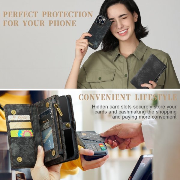 CaseMe iPhone 15 Pro Etui 008 Series Avtakbart Deksel Svart