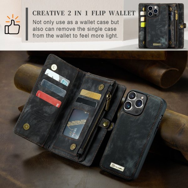 CaseMe iPhone 15 Pro Etui 008 Series Avtakbart Deksel Svart