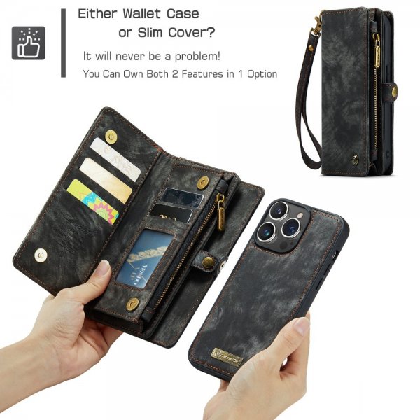 CaseMe iPhone 15 Pro Etui 008 Series Avtakbart Deksel Svart
