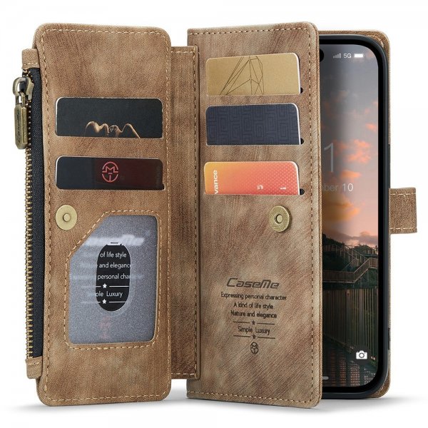 CaseMe iPhone 15 Pro Etui C30 Series Brun