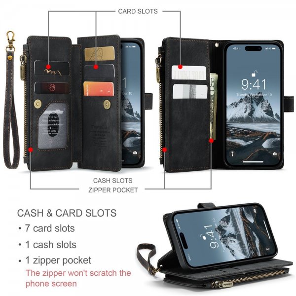 CaseMe iPhone 15 Pro Etui C30 Series Svart