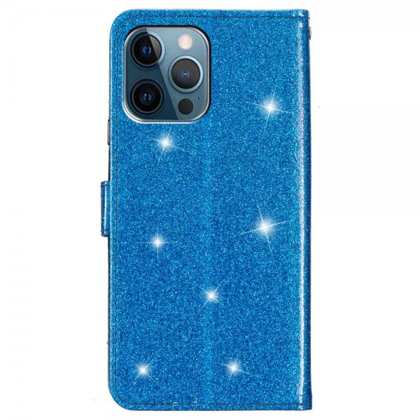 iPhone 15 Pro Etui Glitter Blå