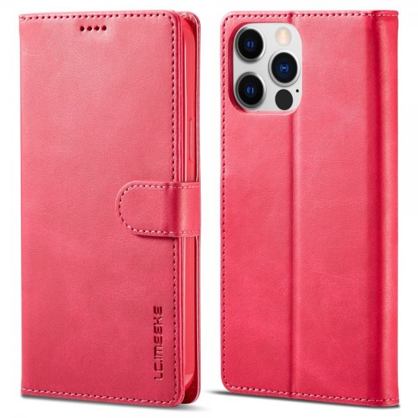 Lc.Imeeke iPhone 15 Pro Etui med Kortlomme stativfunksjon Magenta