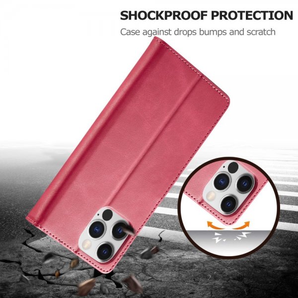 Lc.Imeeke iPhone 15 Pro Etui med Kortlomme stativfunksjon Magenta