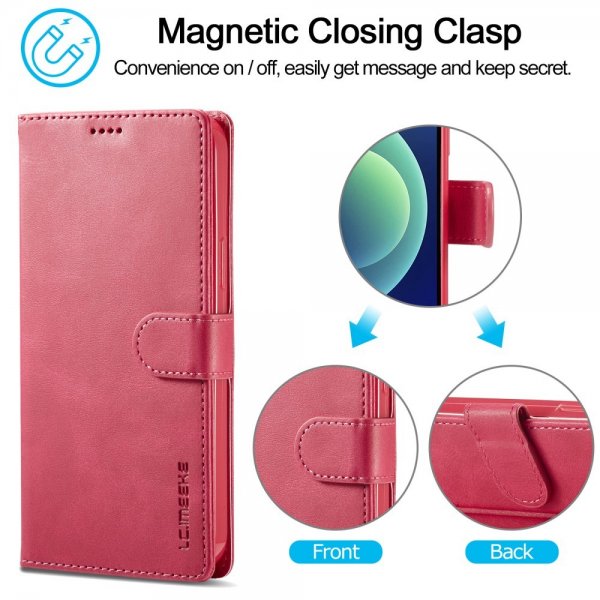 Lc.Imeeke iPhone 15 Pro Etui med Kortlomme stativfunksjon Magenta