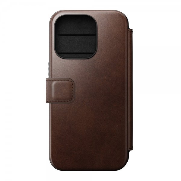 Nomad iPhone 15 Pro Etui Modern Leather Folio Horween Rustic Brown