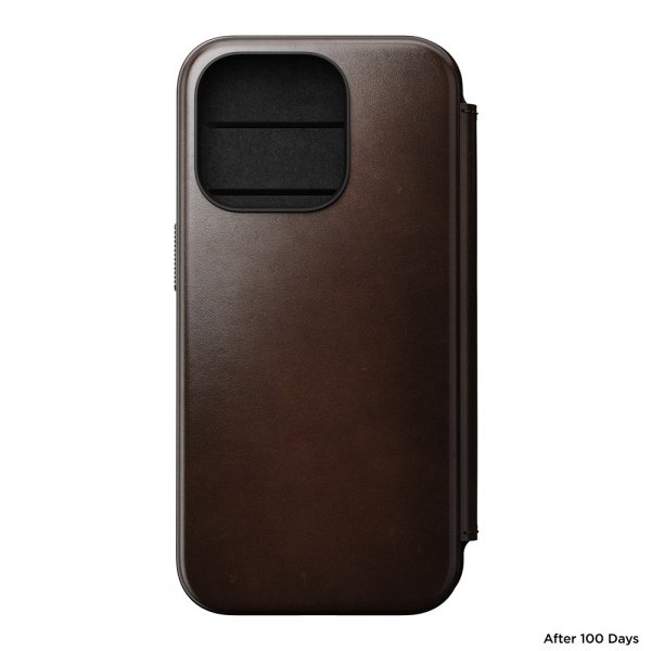 Nomad iPhone 15 Pro Etui Modern Leather Folio Horween Rustic Brown