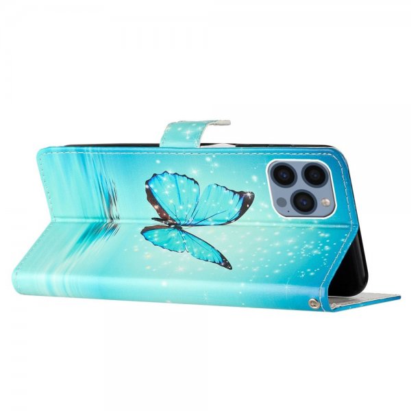 iPhone 15 Pro Etui Motiv Blå Sommerfugl