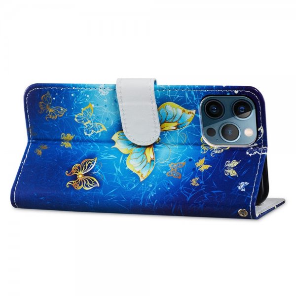 iPhone 15 Pro Etui Motiv Gylden Sommerfugl