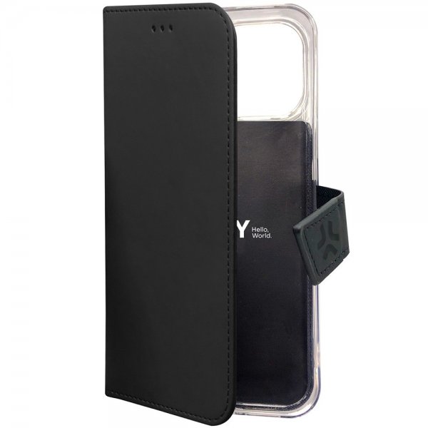 Celly iPhone 15 Pro Etui Wally Wallet Case Svart