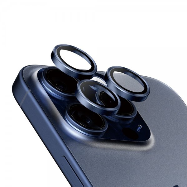 PanzerGlass iPhone 15 Pro/iPhone 15 Pro Max Kamerabeskytter Hoops Blue Titanium