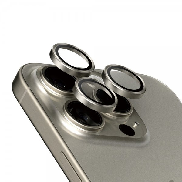 PanzerGlass iPhone 15 Pro/iPhone 15 Pro Max Kamerabeskytter Hoops Natural Titanium