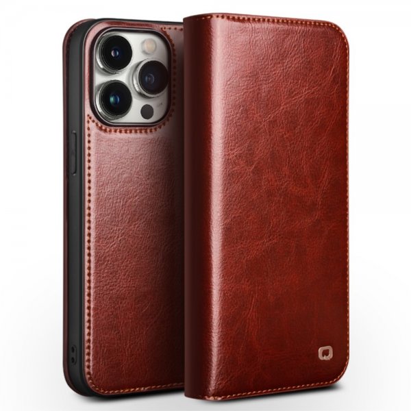 Qialino iPhone 15 Pro Max Etui Brun