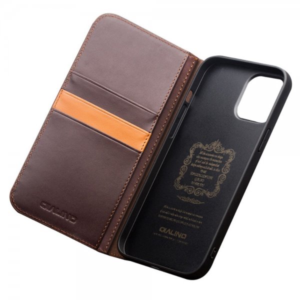 Qialino iPhone 15 Pro Max Etui Brun