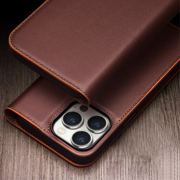 Qialino iPhone 15 Pro Max Etui Brun