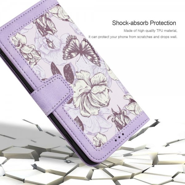 iPhone 15 Pro Max Etui Blomstermønster Lilla