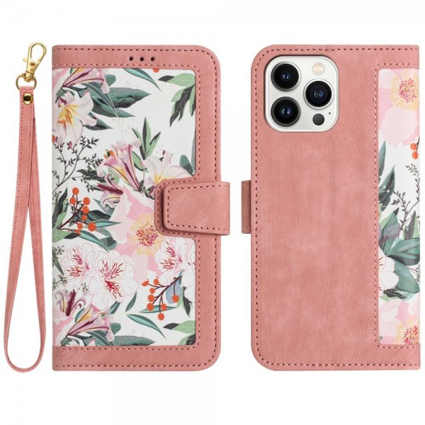 iPhone 15 Pro Max Etui Blomstermønster Rosa