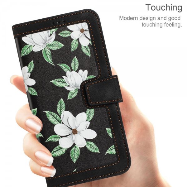 iPhone 15 Pro Max Etui Blomstermønster Svart