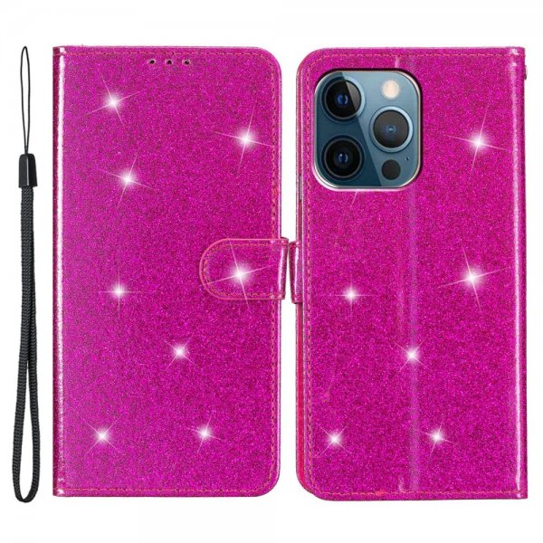 iPhone 15 Pro Max Etui Glitter Magenta