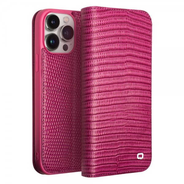 Qialino iPhone 15 Pro Max Etui Krokodille tekstur Rosa