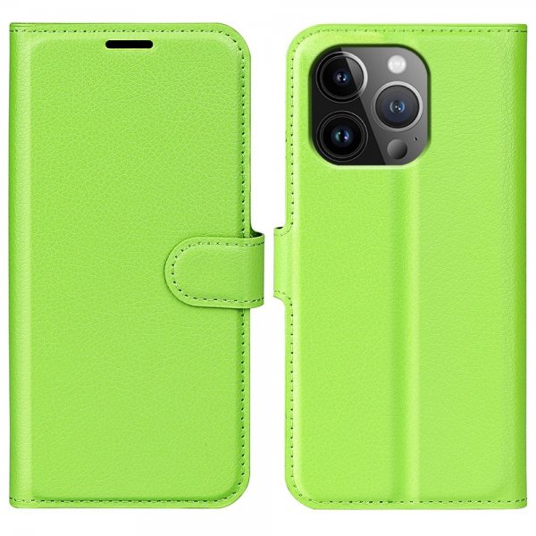 iPhone 15 Pro Max Etui Litchi Grønn