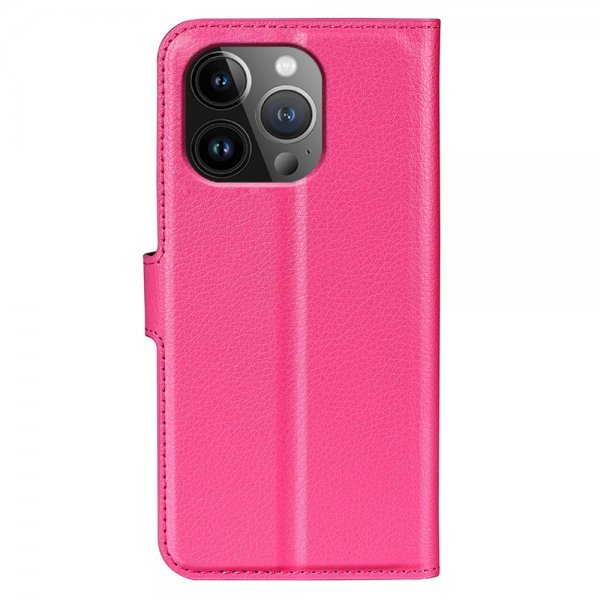 iPhone 15 Pro Max Etui Litchi Magenta