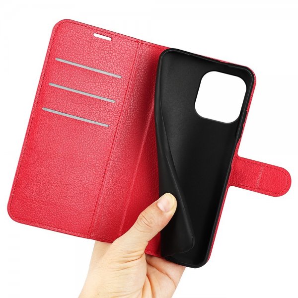 iPhone 15 Pro Max Etui Litchi Rød