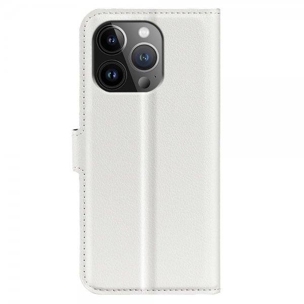iPhone 15 Pro Max Etui Litchi Hvit