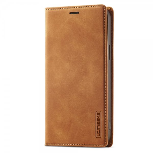 Lc.Imeeke iPhone 15 Pro Max Etui med Kortlomme flipp Brun