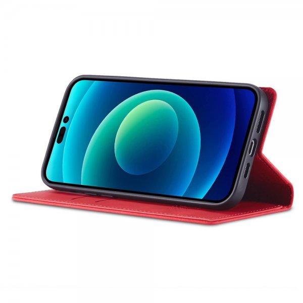 Lc.Imeeke iPhone 15 Pro Max Etui med Kortlomme flipp Rød