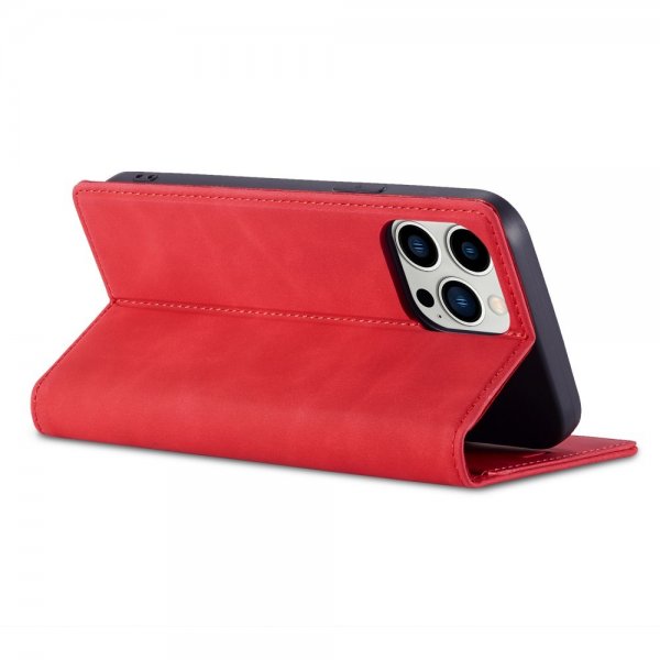 Lc.Imeeke iPhone 15 Pro Max Etui med Kortlomme flipp Rød