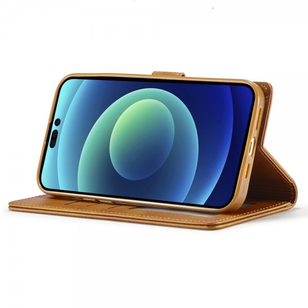 Lc.Imeeke iPhone 15 Pro Max Etui med Kortlomme stativfunksjon Lysebrun