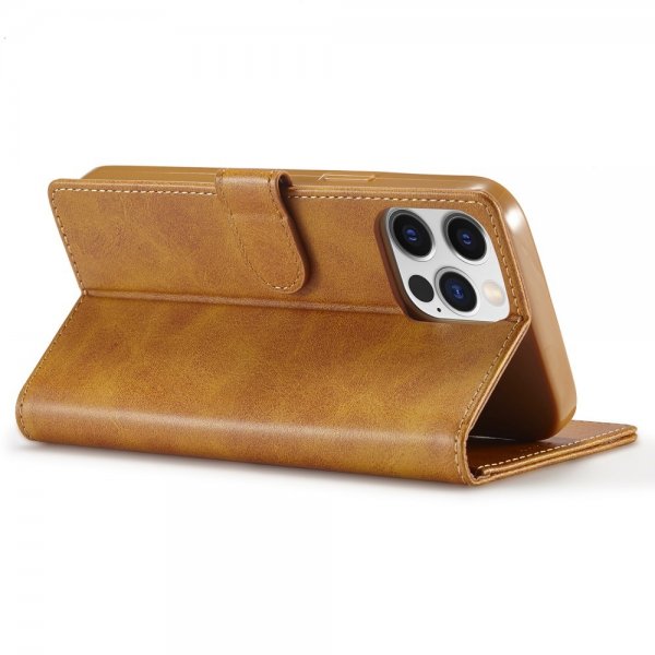 Lc.Imeeke iPhone 15 Pro Max Etui med Kortlomme stativfunksjon Lysebrun