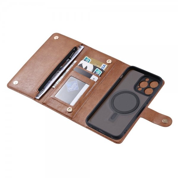 VILI iPhone 15 Pro Max Etui Avtagbart Deksel GV Series MagSafe Brun
