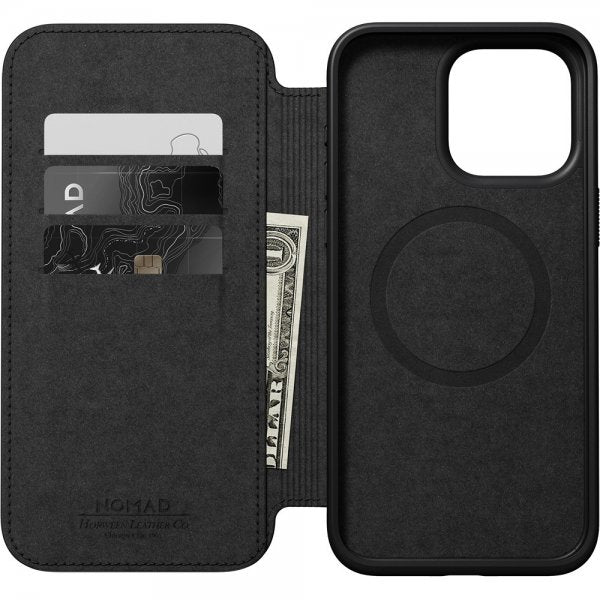 Nomad iPhone 15 Pro Max Etui Modern Leather Folio Horween Svart