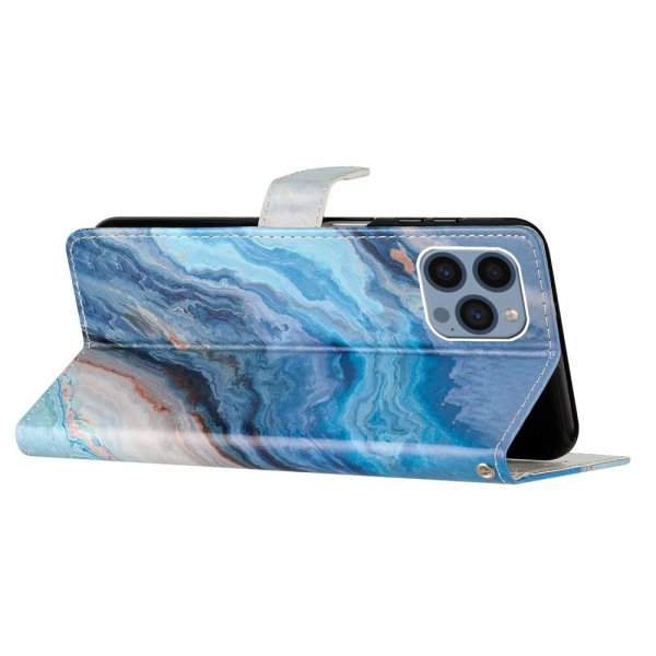 iPhone 15 Pro Max Etui Motiv Blå Marmor
