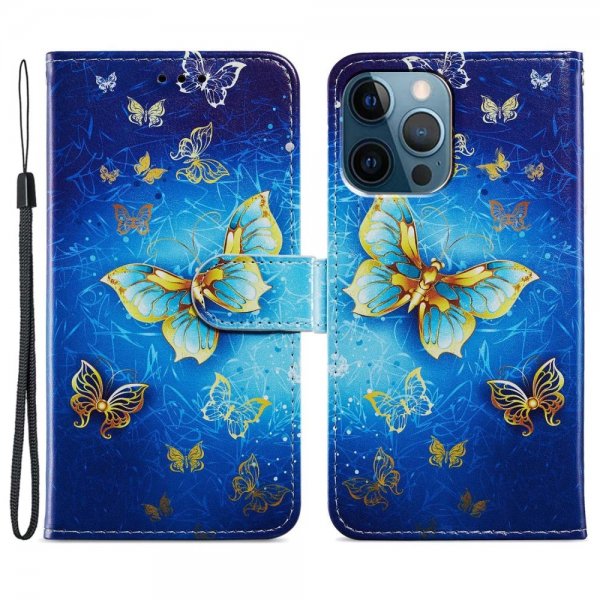 iPhone 15 Pro Max Etui Motiv Gylden Sommerfugl
