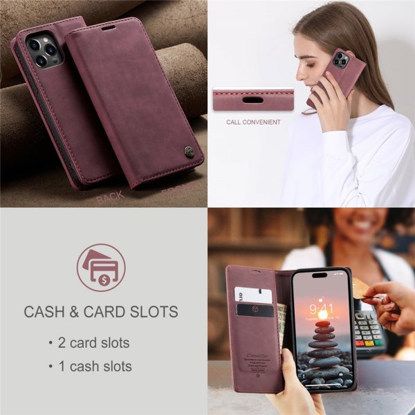 CaseMe iPhone 15 Pro Max Etui Retro Flip Rød