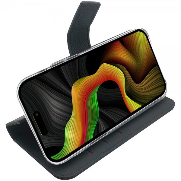 Celly iPhone 15 Pro Max Etui Wally Wallet Case Svart