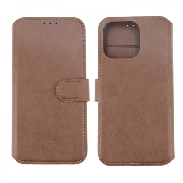 Rvelon iPhone 15 Pro Max Etui Ekte Skinn Brun