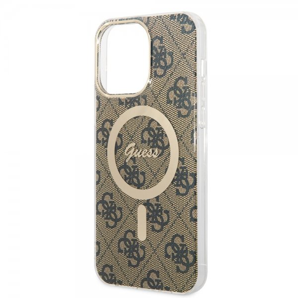 Guess iPhone 15 Pro Max Deksel 4G Pattern MagSafe Brun